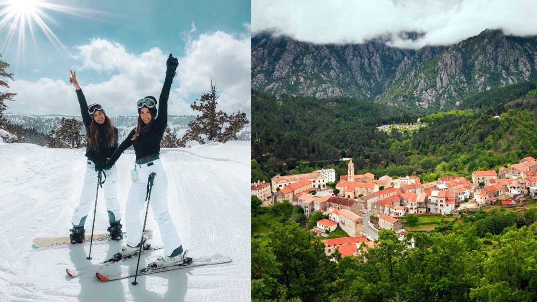 En corse vous pouvez skier avec vue sur la Méditerranée