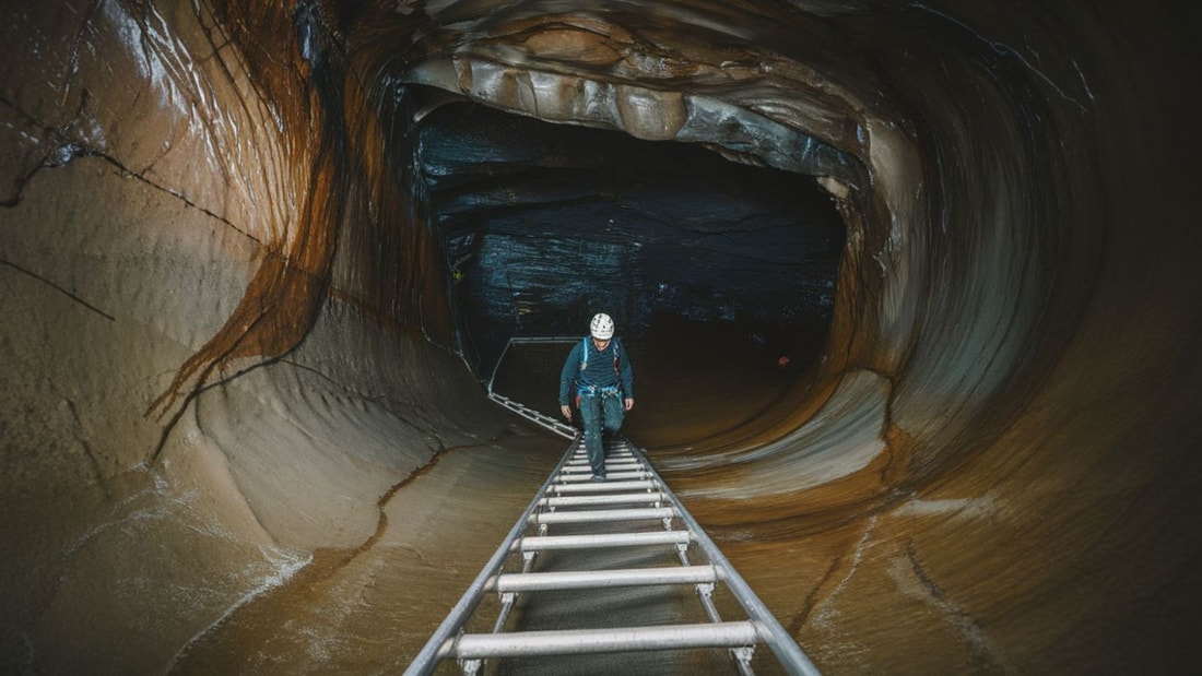 Descente vertigineuse à 121 mètres sous terre : une grotte spectaculaire à découvrir en hiver