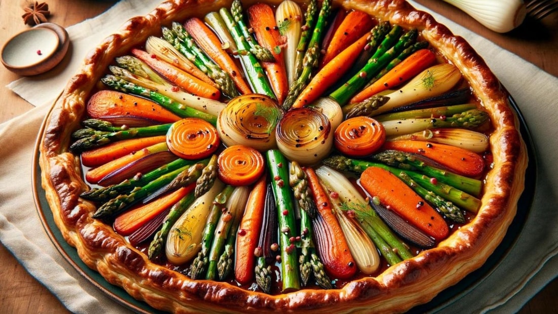 Tarte Tatin aux légumes de printemps