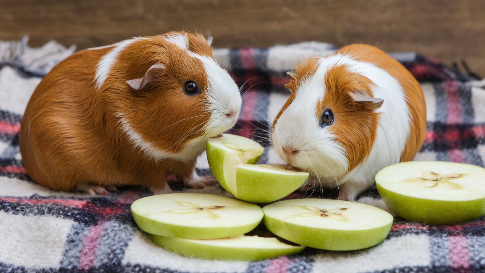 Guinea Pigs eating apples cute picture