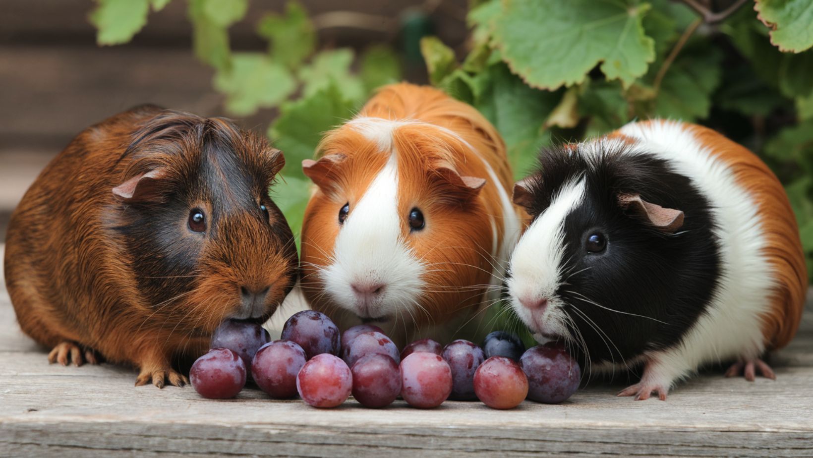 guinea pigs eating grapes