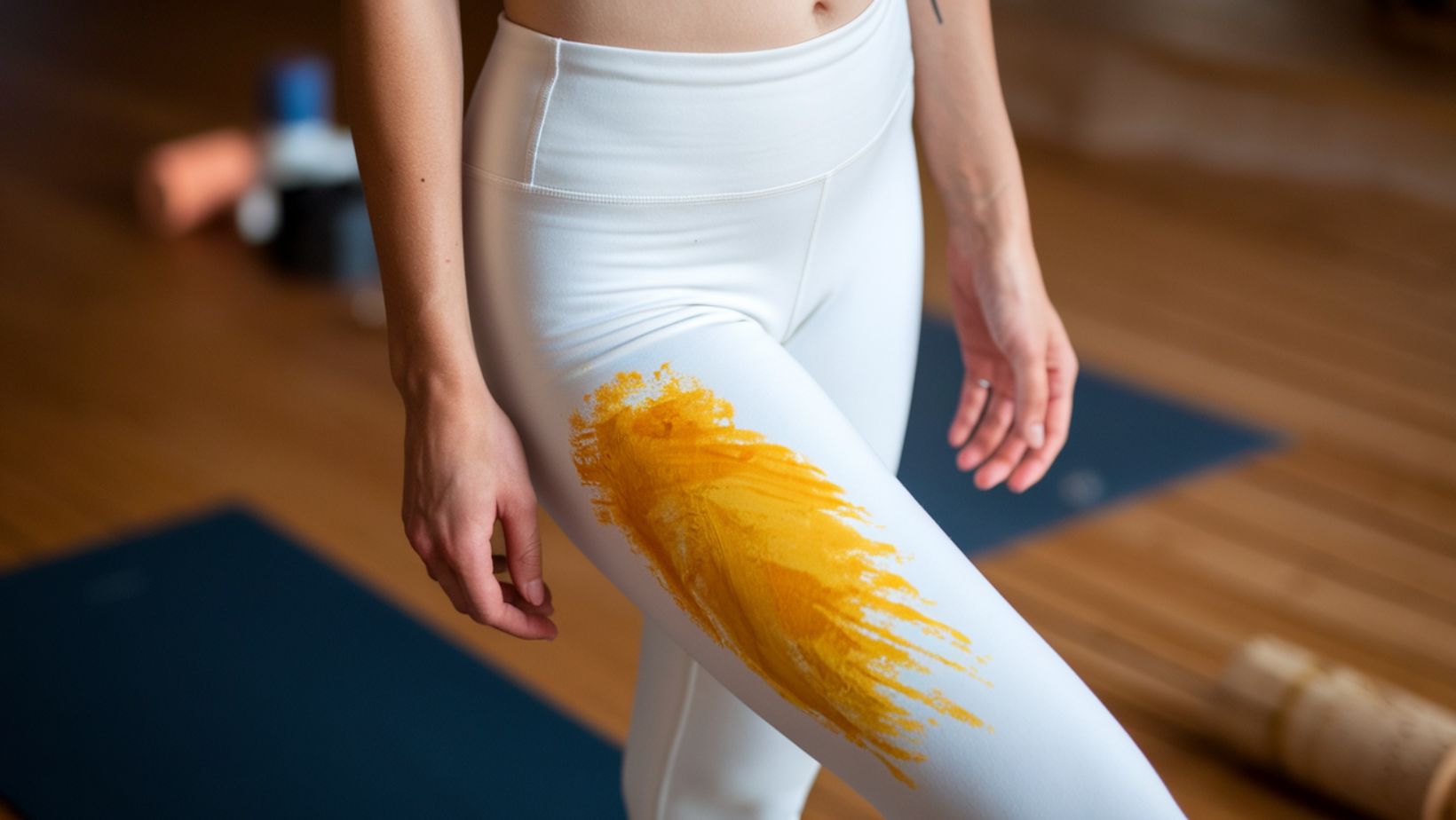 tumeric stain white yoga pants