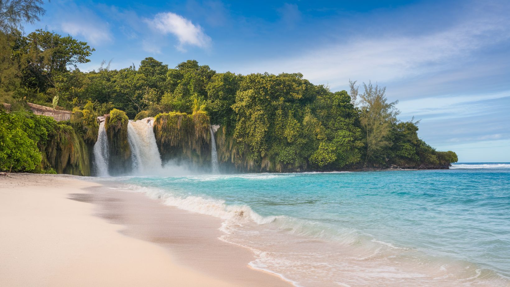 This destination is where waterfall meets paradise beach